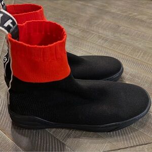 Givenchy men’s George V black Sock Sneaker with Red Cuffs